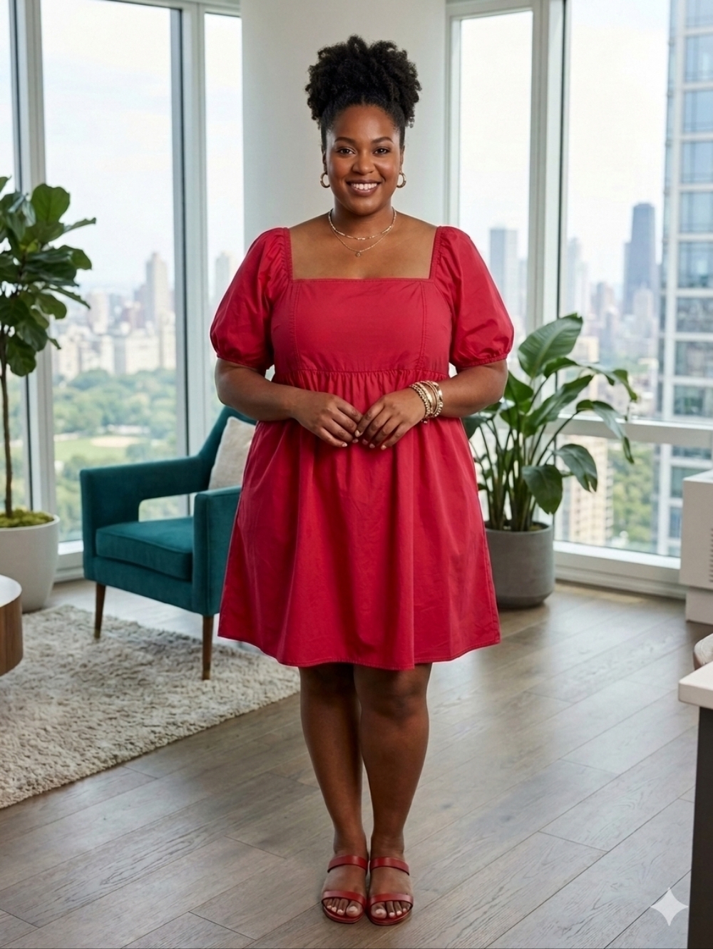 Draper James Bright Pink Puff Sleeve Dress